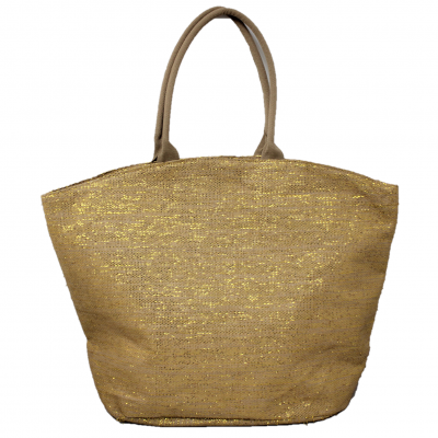 10001- CAMEL AND GOLD CANVAS TOTE BAG